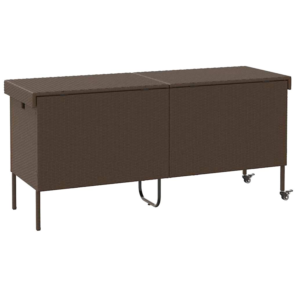 vidaXL Κουτί Αποθήκευσης Κήπου με Ρόδες 160x55x75 εκ. Συνθετικό Ρατάν