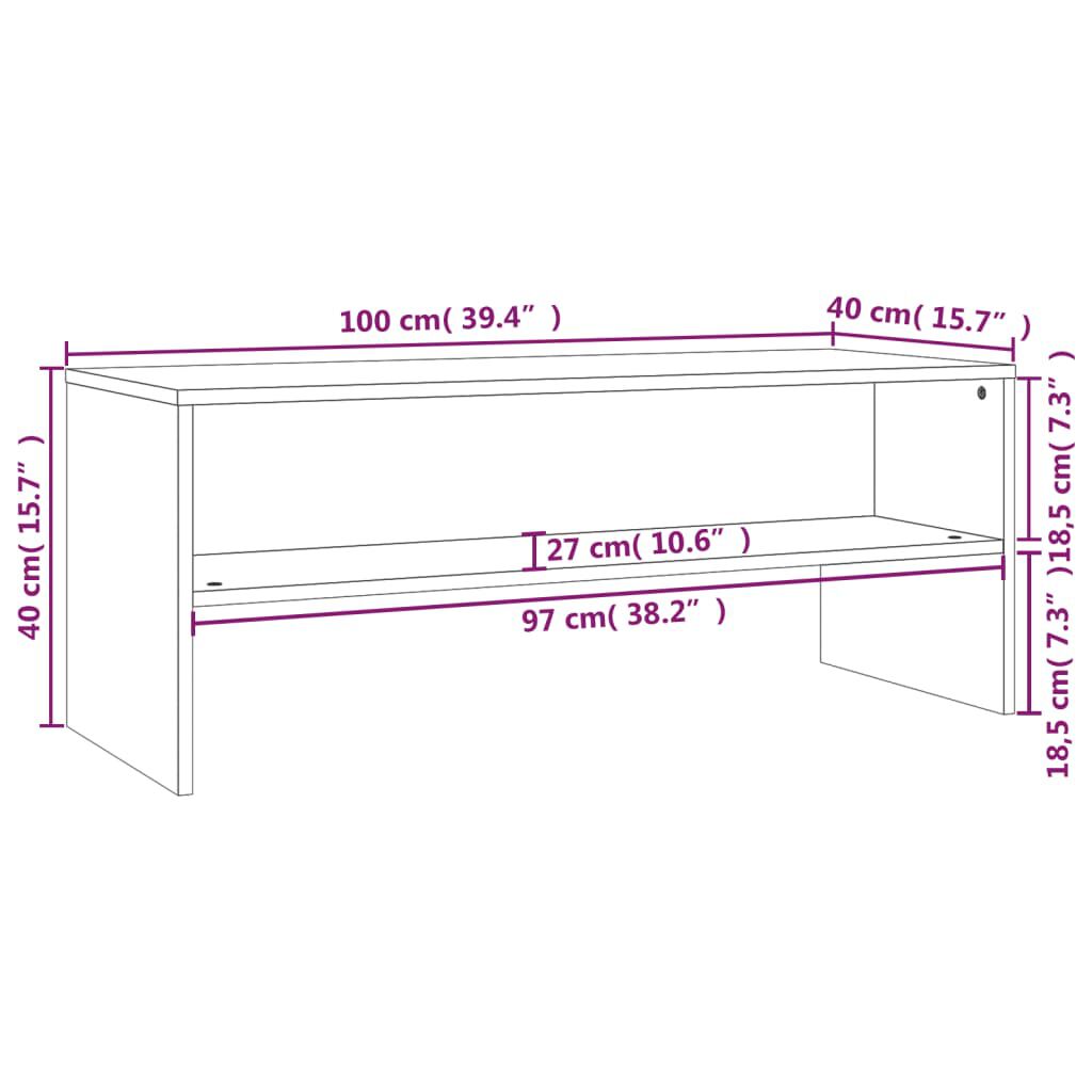 vidaXL Έπιπλο Τηλεόρασης Λευκό 100 x 40 x 40 εκ. από Επεξ. Ξύλο