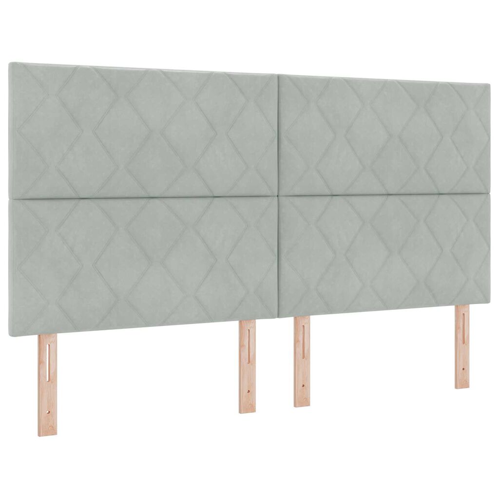 vidaXL Κρεβάτι Box Spring με Στρώμα & Πάγκο Ανοιχτό Γκρι 180x200 εκ. Βελούδινο