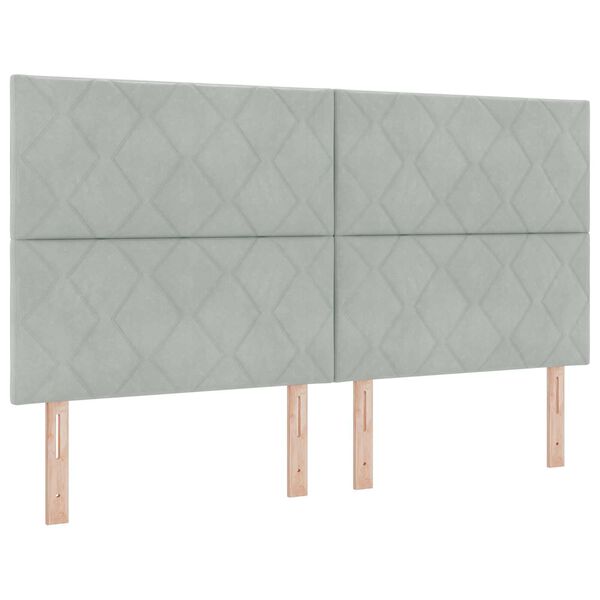 vidaXL Κρεβάτι Box Spring με Στρώμα & Πάγκο Ανοιχτό Γκρι 180x200 εκ. Βελούδινο