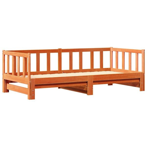 vidaXL Κρεβάτι ημέρας με αναδιπλούμενο μηχανισμό Κερωτό καφέ