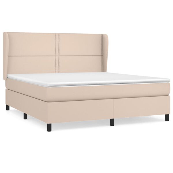 vidaXL Κρεβάτι Boxspring με Στρώμα Καπουτσίνο 180x200 εκ. Συνθ. Δέρμα