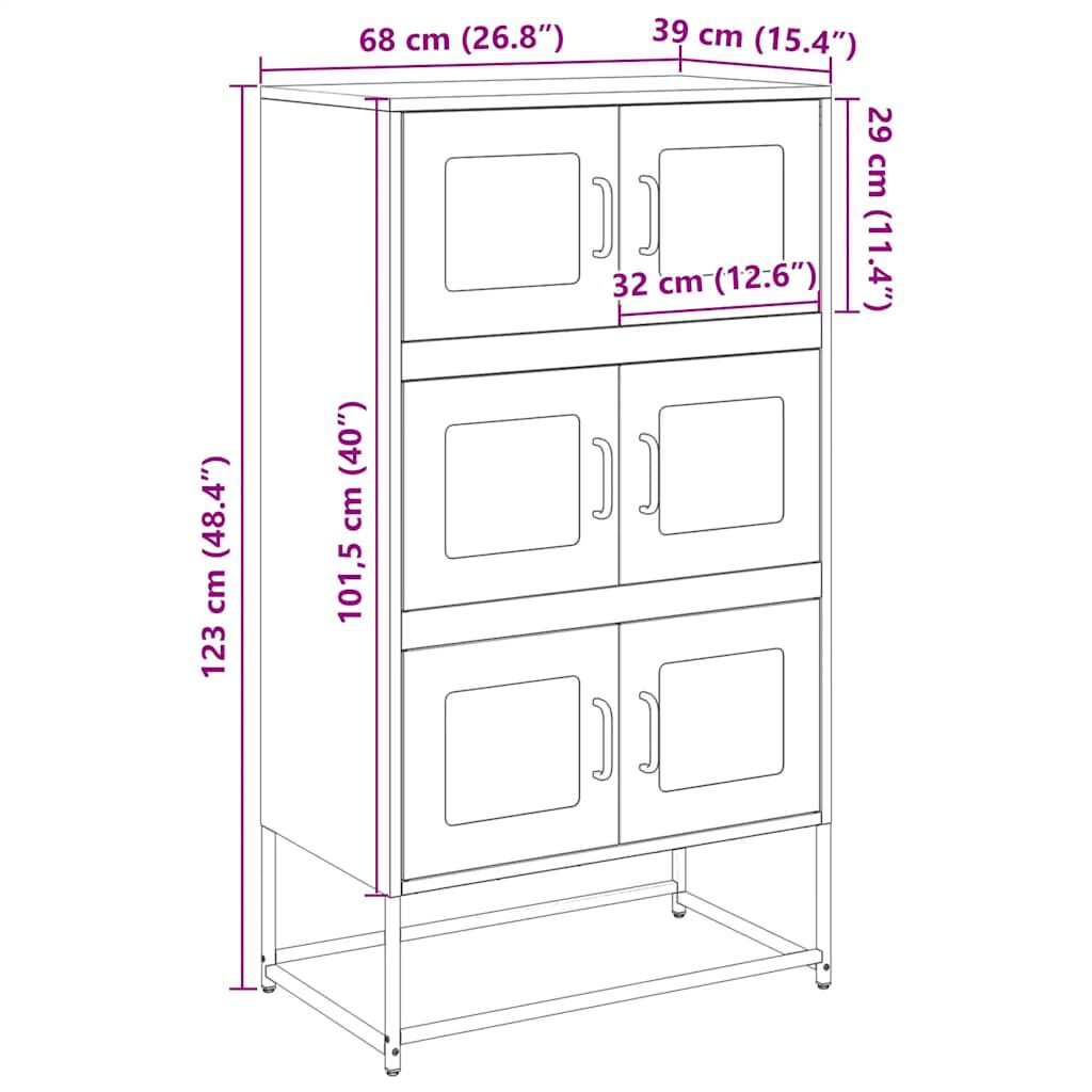 vidaXL Highboard Μουστάρδα κίτρινη 68x39x123 cm Χάλυβας