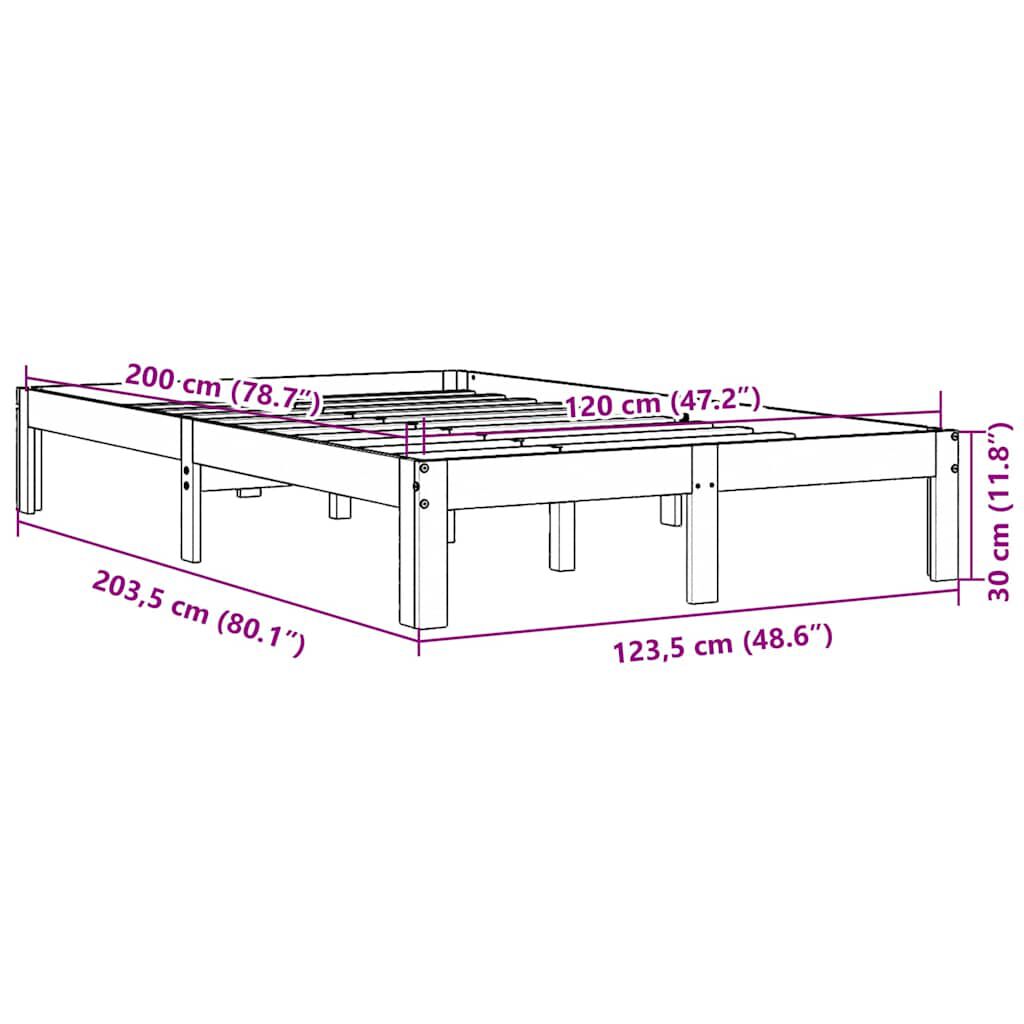 vidaXL Σκελετός Κρεβ. Χωρίς Στρώμα Καφέ Κεριού 120x200 εκ Μασίφ Πεύκο