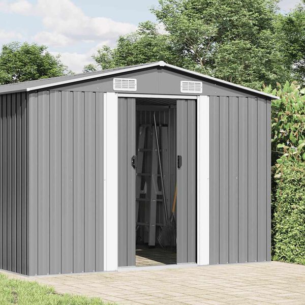 vidaXL Αποθήκη Κήπου Γκρι 257 x 489 x 181 εκ. από Μέταλλο