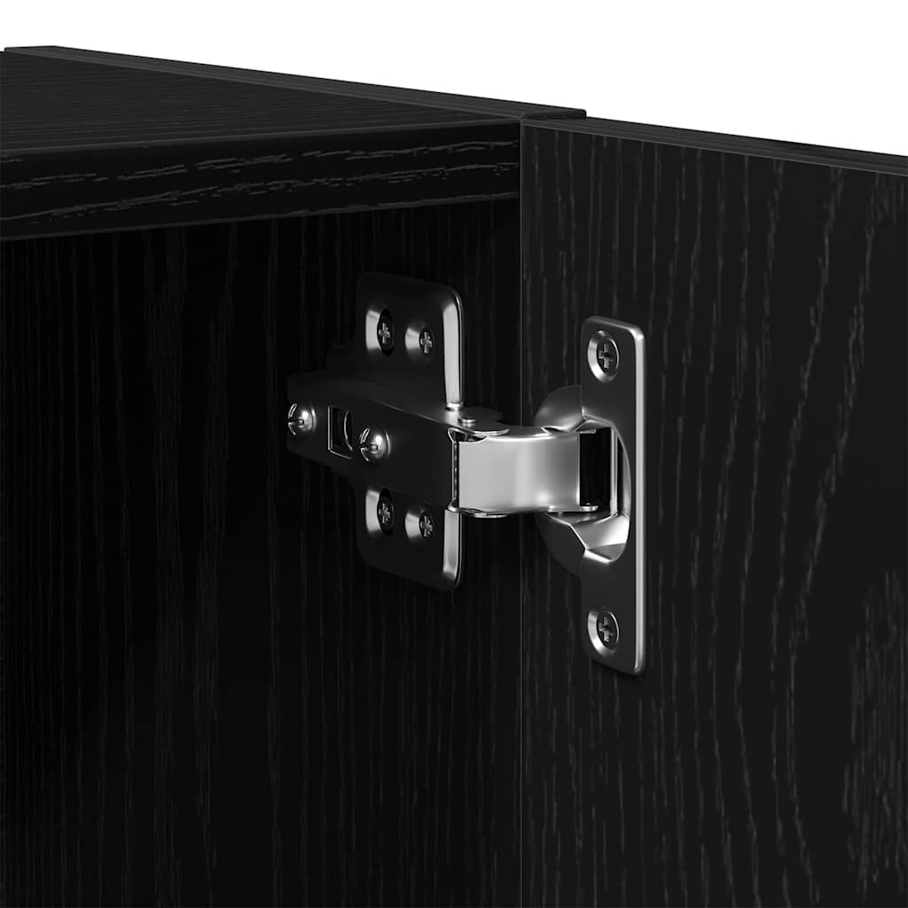 vidaXL Ντουλάπι Μπάνιου Μαύρο Δρυς 32x25,5x190 εκ. Επεξ. Ξύλο