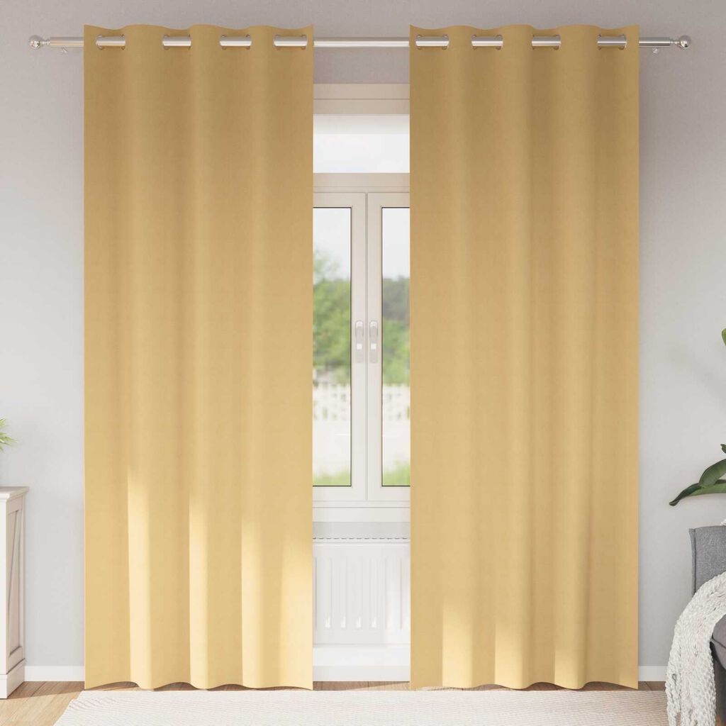 vidaXL Κουρτίνες με κουρτίνες 2 pcs Μπεζ 260 x 140 εκ. Πολυεστέρας