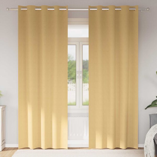 vidaXL Κουρτίνες με κουρτίνες 2 pcs Μπεζ 260 x 140 εκ. Πολυεστέρας