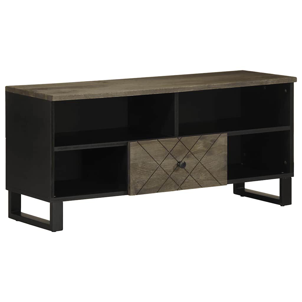 vidaXL Έπιπλο Τηλεόρασης Μαύρο 100 x 33 x 46 εκ. από Μασίφ Ξύλο Μάνγκο