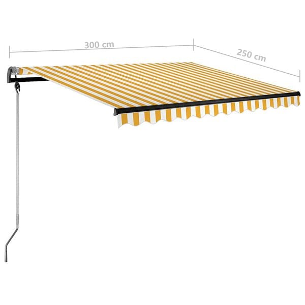 vidaXL Τέντα Συρόμενη Χειροκίνητη με LED Κίτρινο / Λευκό 300 x 250 εκ.