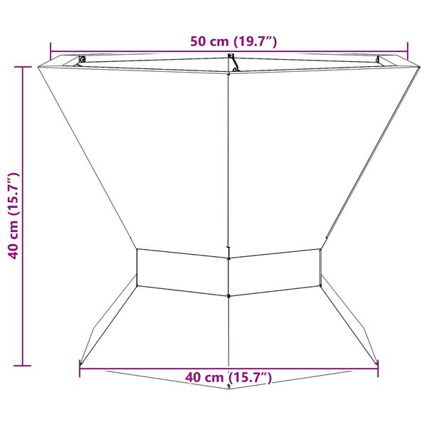 vidaXL Εστία Φωτιάς Εξαγώνια 50x50x40 εκ. Από Χάλυβα Ανθεκτικού στις Καιρικές Συνθήκες
