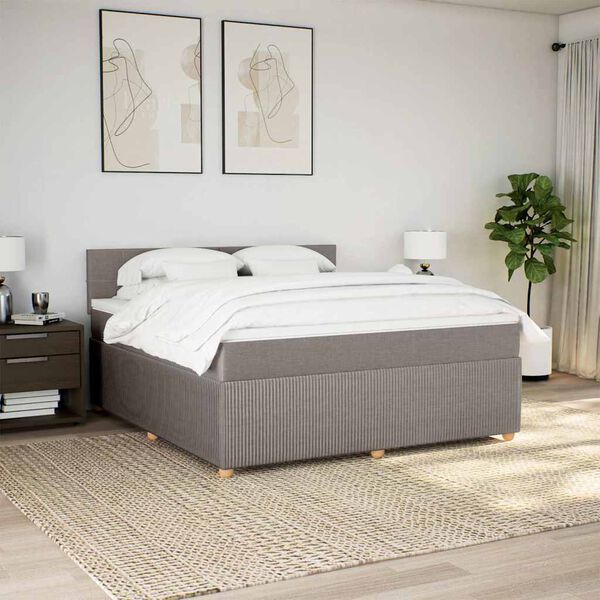 vidaXL &Kappa;&rho;&epsilon;&beta;ά&tau;&iota; Boxspring &mu;&epsilon; &Sigma;&tau;&rho;ώ&mu;&alpha; Taupe 180x200 &epsilon;&kappa;. &Upsilon;&phi;&alpha;&sigma;&mu;ά&tau;&iota;&nu;&omicron;