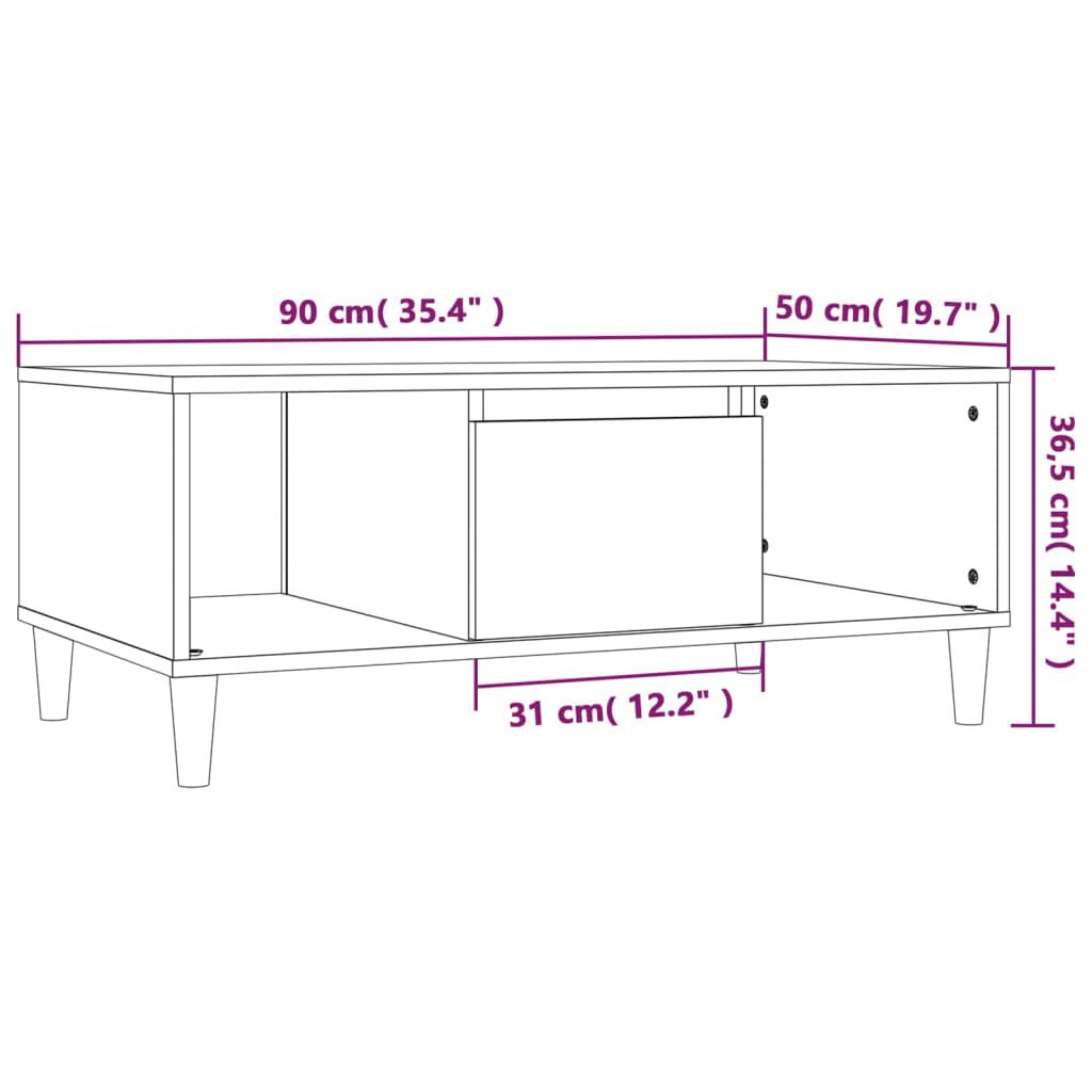 vidaXL Τραπεζάκι Σαλονιού Γκρι Sonoma 90x50x36,5εκ. Επεξεργασμένο Ξύλο