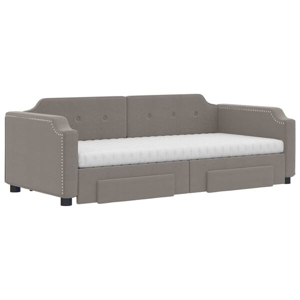vidaXL Καναπές Κρεβάτι Συρόμενος Taupe 90x200 εκ. Ύφασμα & Συρτάρια