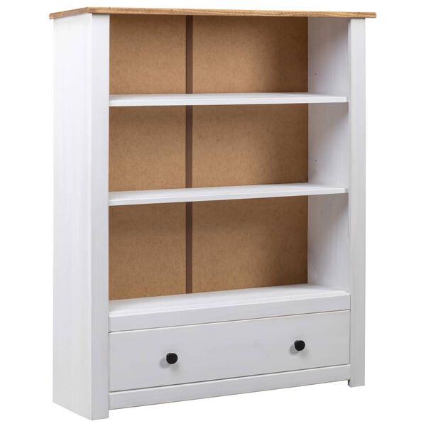vidaXL Βιβλιοθήκη Λευκή 80x35x110 εκ. Μασίφ Ξύλο Πεύκου Σειρά Panama
