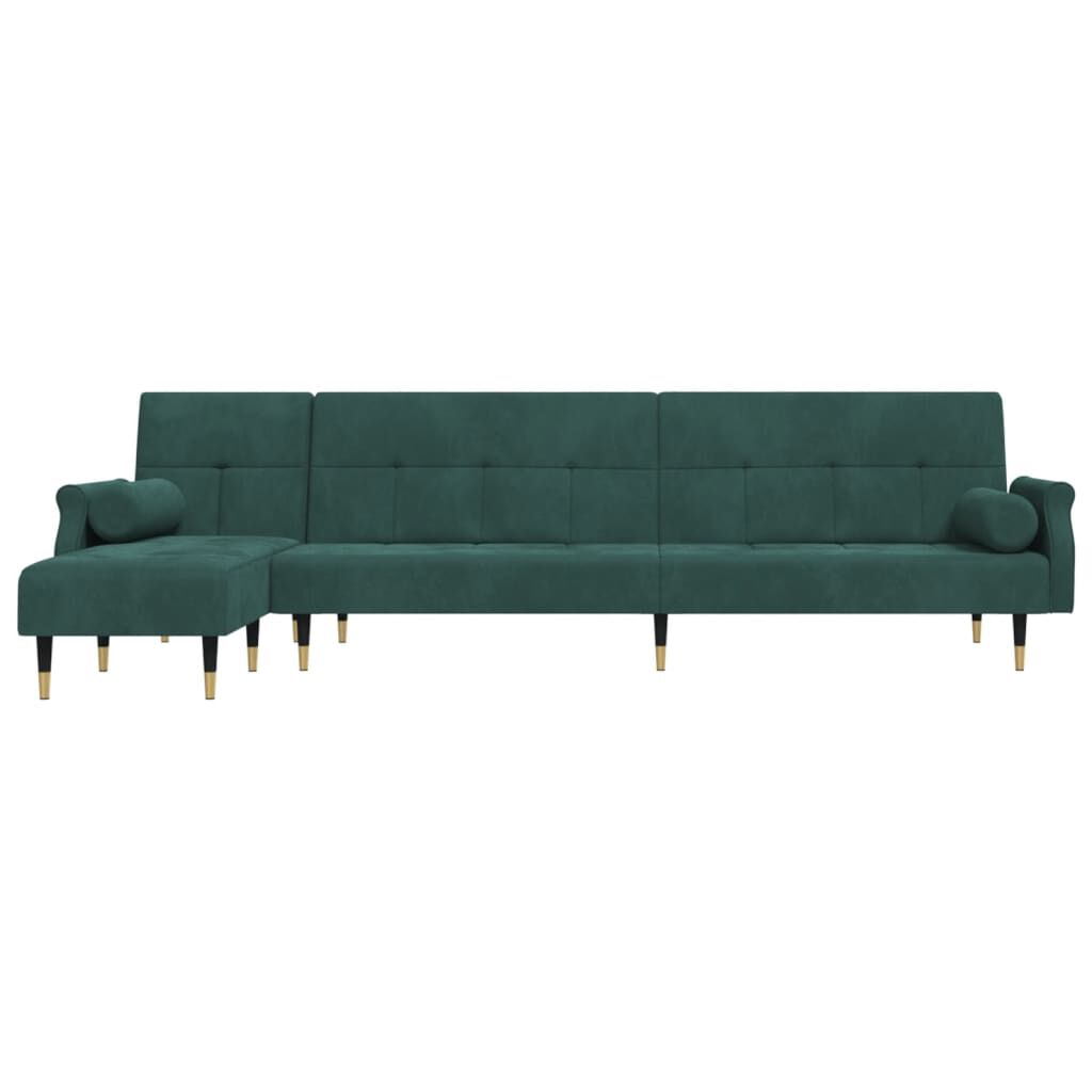 vidaXL Καναπές Κρεβάτι Γωνιακός Σκ. Πράσινο 271x140x70 εκ. Βελούδινος