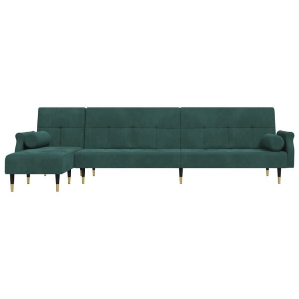 vidaXL Καναπές Κρεβάτι Γωνιακός Σκ. Πράσινο 271x140x70 εκ. Βελούδινος
