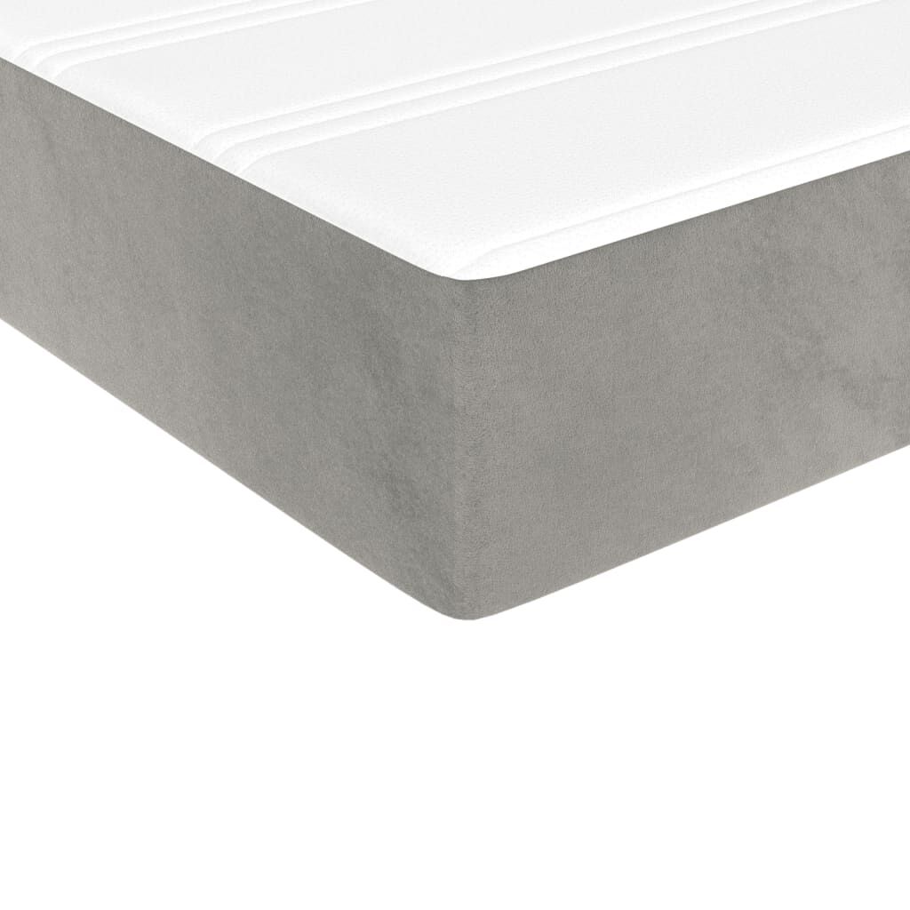 vidaXL Κρεβάτι Boxspring με Στρώμα Ανοιχτό Γκρι 100x200 εκ. Βελούδινο