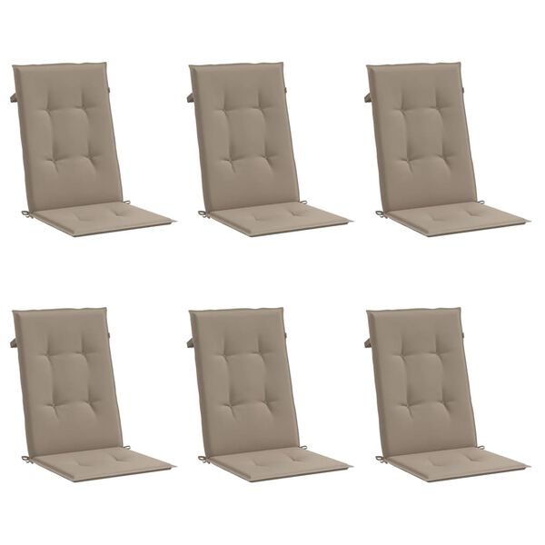 vidaXL Μαξιλάρια Καρέκλας Κήπου με Πλάτη 6 τεμ. Taupe 120x50x3 εκ.