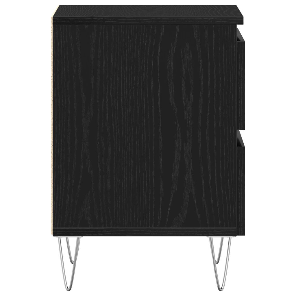 vidaXL Κομοδίνο Μαύρο Δρύινο 40x35x50 εκ Κατασκευασμένο Ξύλο