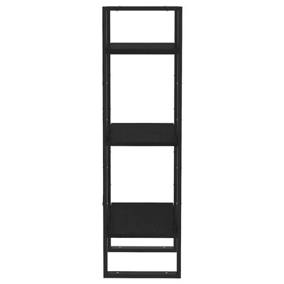 vidaXL Βιβλιοθήκη με 3 Ράφια Μαύρη 40x30x105 εκ. από Μασίφ Ξύλο Πεύκου