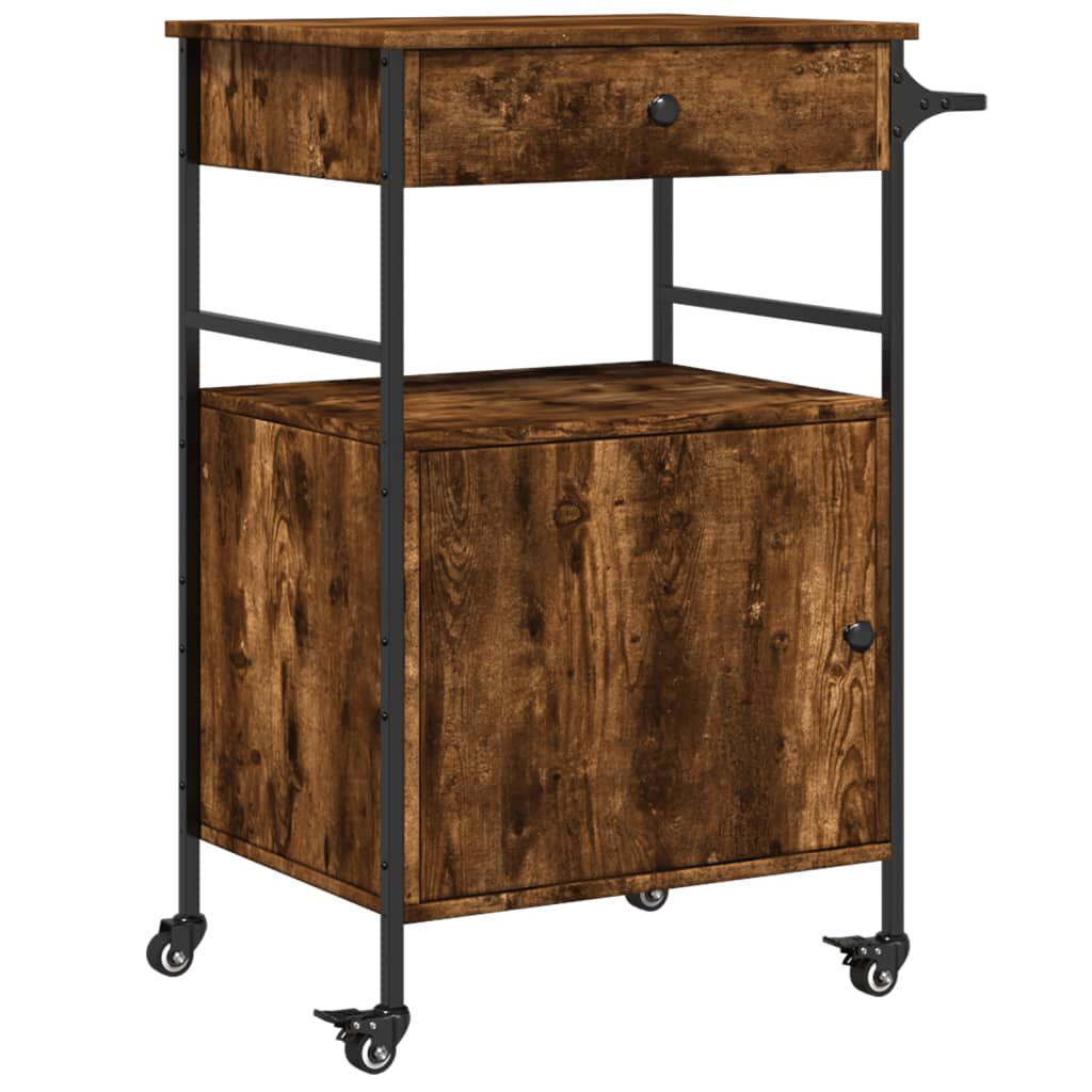 vidaXL Τρόλεϊ Κουζίνας Καπνιστή Δρυς 56x43x89,5 εκ. Επεξεργασμένο Ξύλο