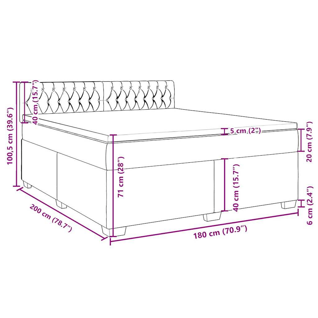 vidaXL Κρεβάτι Boxspring με Στρώμα Taupe 180x200 εκ. Υφασμάτινο
