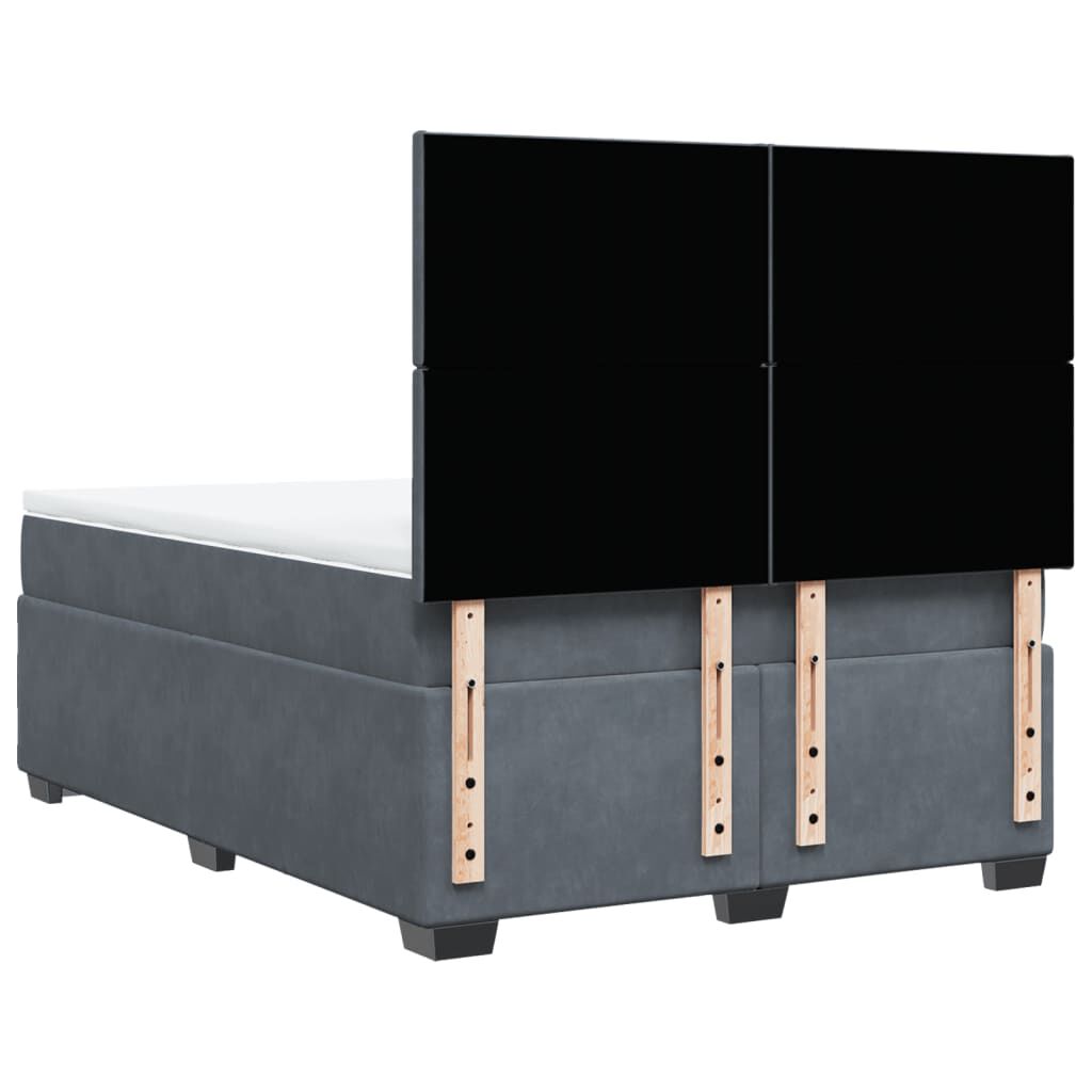 vidaXL Κρεβάτι Boxspring με Στρώμα Σκούρο Γκρι 160x200 εκ. Βελούδινο