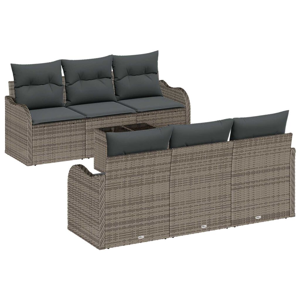 vidaXL Σετ Καναπέ Κήπου 7 pcs Γκρι 55 x 55 x 37 εκ Πολυ ράταν