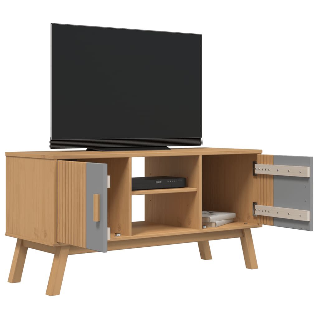 vidaXL Έπιπλο Τηλεόρασης OLDEN ΓκριΚαφέ 114x43x57εκ. Μασίφ Ξύλο Πεύκου