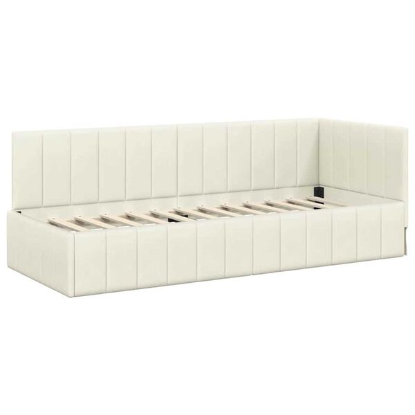 vidaXL Κρεβάτι Γωνίας με κεφαλάρι Κρεμ 80 x 200 cm Βελούδο