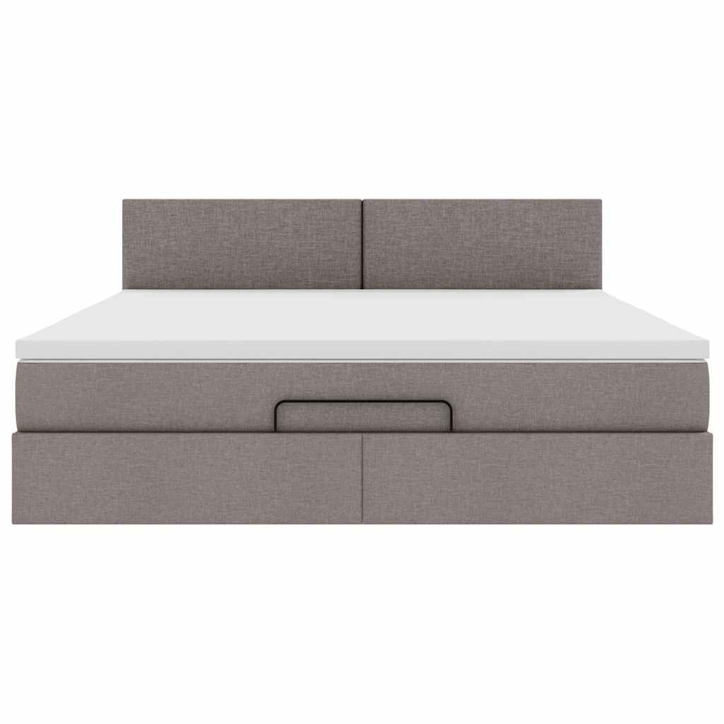 vidaXL Οθωμανικό κρεβάτι με στρώμα Taupe 180x200cm ύφασμα