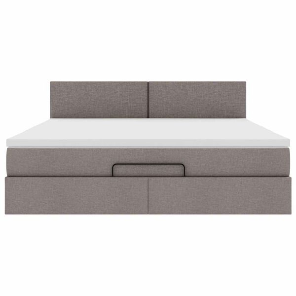 vidaXL Οθωμανικό κρεβάτι με στρώμα Taupe 180x200cm ύφασμα