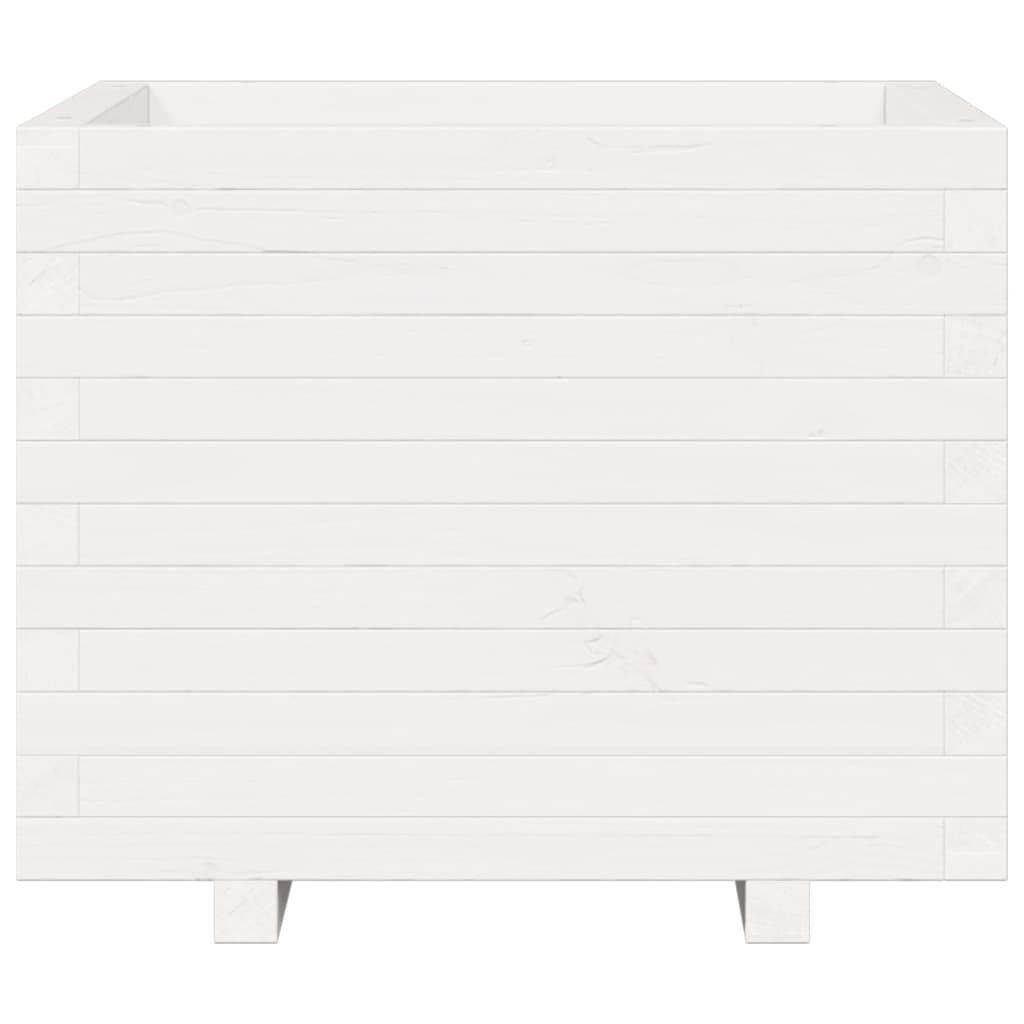 vidaXL Ζαρντινιέρα Κήπου Λευκή 60x60x49,5 εκ. από Μασίφ Ξύλο Πεύκου