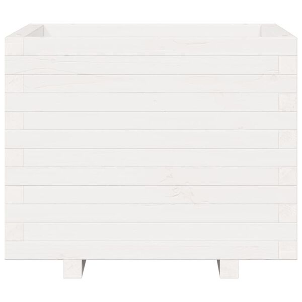 vidaXL Ζαρντινιέρα Κήπου Λευκή 60x60x49,5 εκ. από Μασίφ Ξύλο Πεύκου