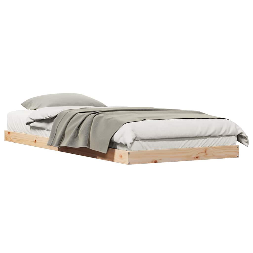 vidaXL Κρεβάτι δαπέδου Φυσικό 100 x 220 cm Μασίφ ξύλο πεύκου