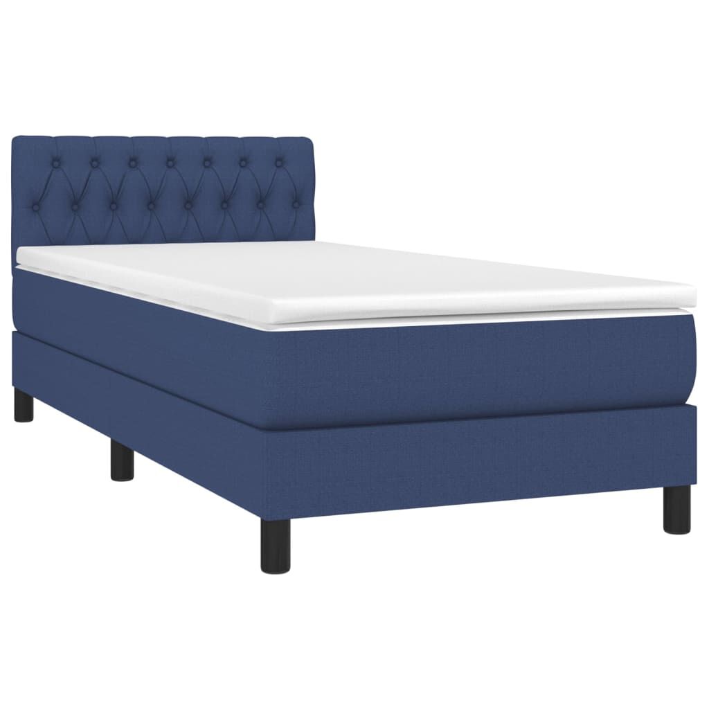 vidaXL Κρεβάτι Boxspring με Στρώμα & LED Μπλε 90x190 εκ. Υφασμάτινο