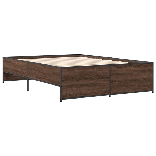 vidaXL Πλαίσιο Κρεβατιού Καφέ Δρυς 120x200 εκ. Επεξ. Ξύλο & Μέταλλο