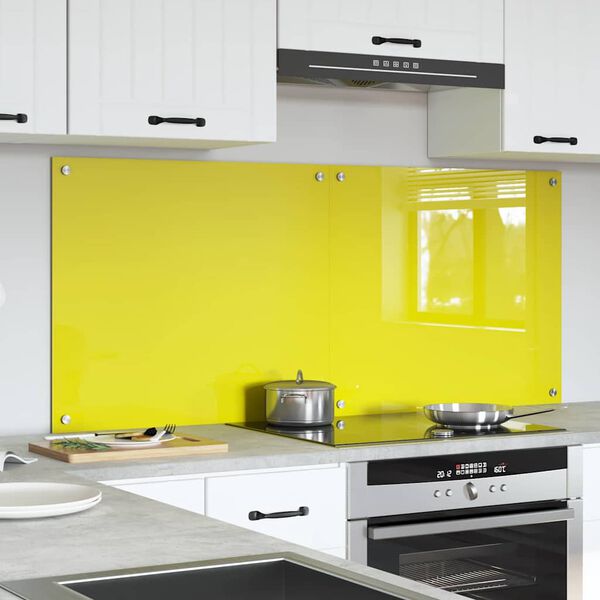 vidaXL Πίσω Πάνελ Κουζίνας 2 pcs Κίτρινο 70 x 60 cm σκληρυμένο γυαλί