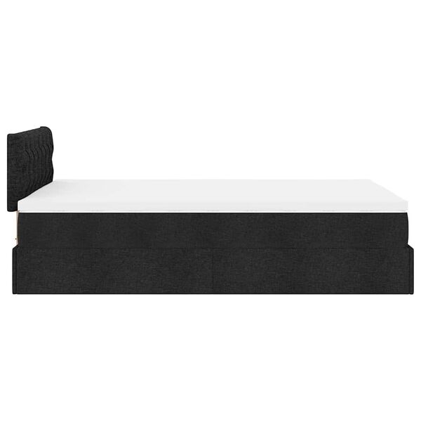vidaXL Οθωμανικό κρεβάτι με στρώμα & LEDs Μαύρο 120x200 cm Ύφασμα