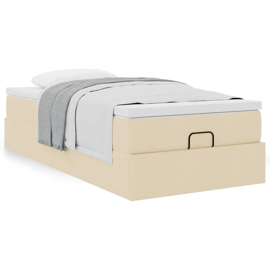 vidaXL Οθωμανικό κρεβάτι με στρώμα Cream 100x200cm ύφασμα