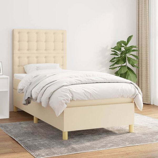 vidaXL &Kappa;&rho;&epsilon;&beta;ά&tau;&iota; Boxspring &mu;&epsilon; &Sigma;&tau;&rho;ώ&mu;&alpha; &Kappa;&rho;&epsilon;&mu; 80 x 200 &epsilon;&kappa;. &Upsilon;&phi;&alpha;&sigma;&mu;ά&tau;&iota;&nu;&omicron;