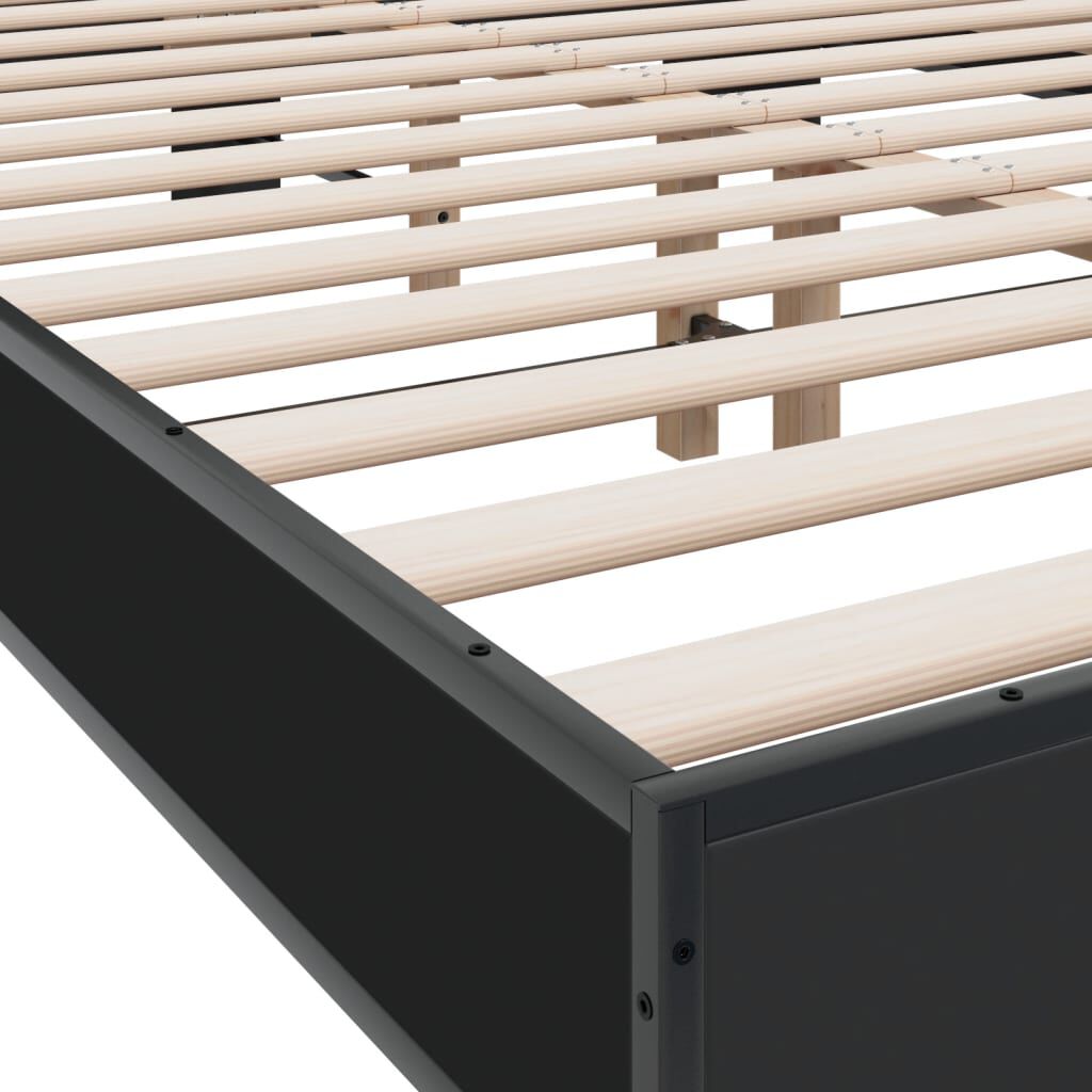 vidaXL Πλαίσιο Κρεβατιού Μαύρο 120x200 εκ. Επεξ. Ξύλο & Μέταλλο