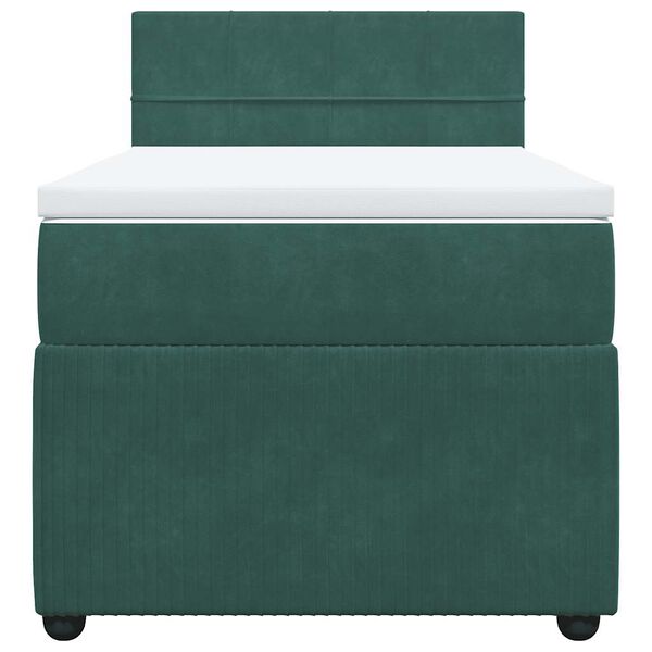 vidaXL Κρεβάτι Boxspring με Στρώμα Σκούρο Πράσινο 100x200εκ. Βελούδινο