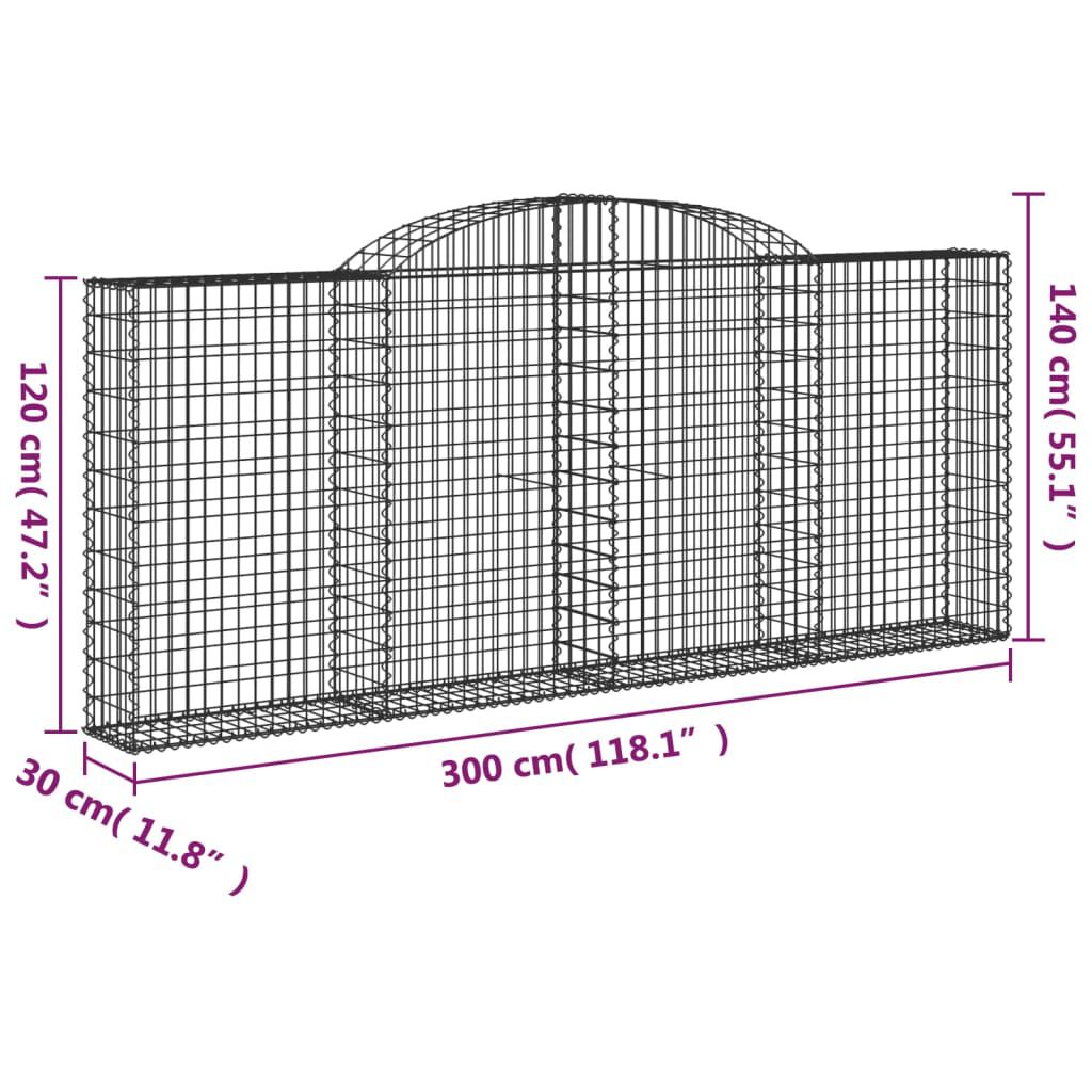 vidaXL Συρματοκιβώτια Τοξωτά 17 τεμ. 300x30x120/140 εκ. Γαλβαν. Ατσάλι