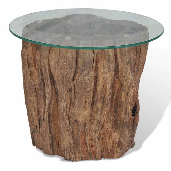 vidaXL Τραπεζάκι Σαλονιού 50 x 40 εκ. από Ξύλο Teak / Γυαλί