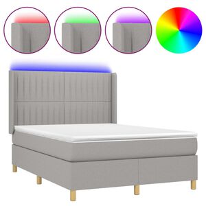 vidaXL &Kappa;&rho;&epsilon;&beta;ά&tau;&iota; Boxspring &mu;&epsilon; &Sigma;&tau;&rho;ώ&mu;&alpha; & LED &Alpha;&nu;.&Gamma;&kappa;&rho;&iota; 140x190&epsilon;&kappa;. &Upsilon;&phi;&alpha;&sigma;&mu;ά&tau;&iota;&nu;&omicron;