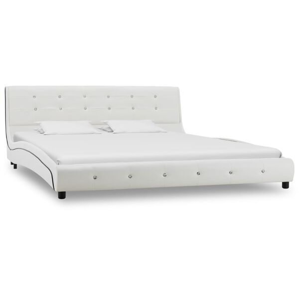 vidaXL Κρεβάτι Λευκό 160 x 200 εκ. Δερματίνη με Στρώμα Αφρού Μνήμης