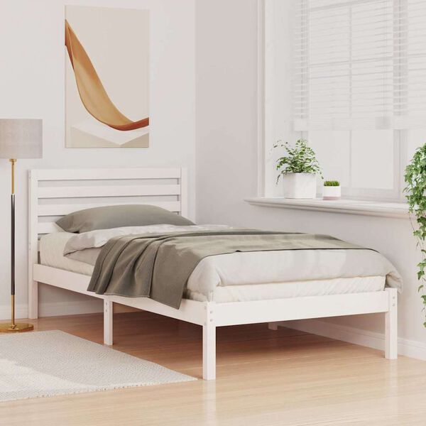 vidaXL Σκελετός Κρεβατιού Λευκό 75 x 190 cm Μασίφ ξύλο πεύκου