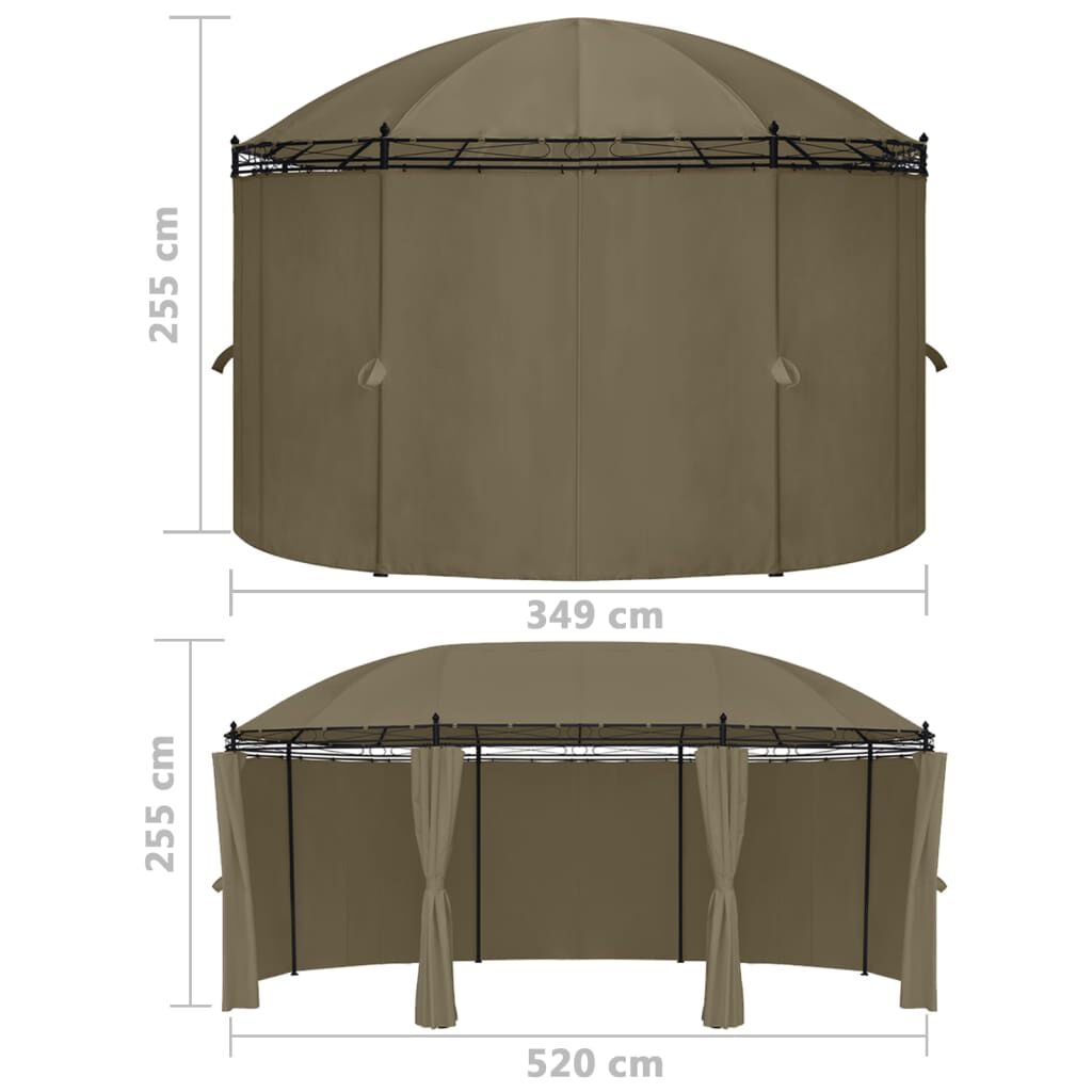 vidaXL Κιόσκι με Κουρτίνες Taupe 520 x 349 x 255 εκ. 180 γρ./μ²